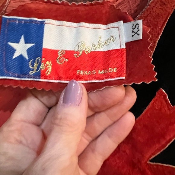 Vintage Custom Made burnt orange & black suede top with fringe beads and boning - Picture 8 of 16